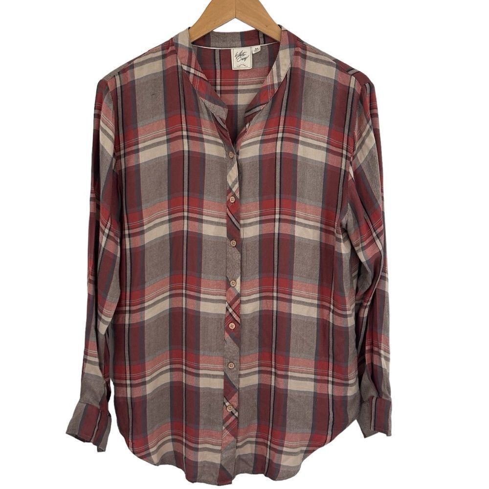 White Crow rust burnt orange plaid button up size medium